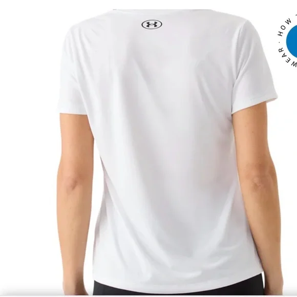 Under armour Women's White Short Sleeve V-Neck Tee - Picture 2 of 5
